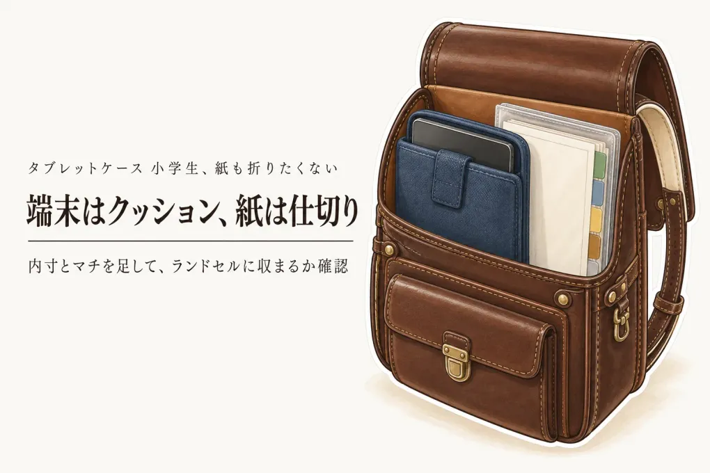 楽天でレビュー数が多い小学生用タブレットケースとA4連絡袋を比較｜ランドセルで端末とプリントを折らない組み合わせ